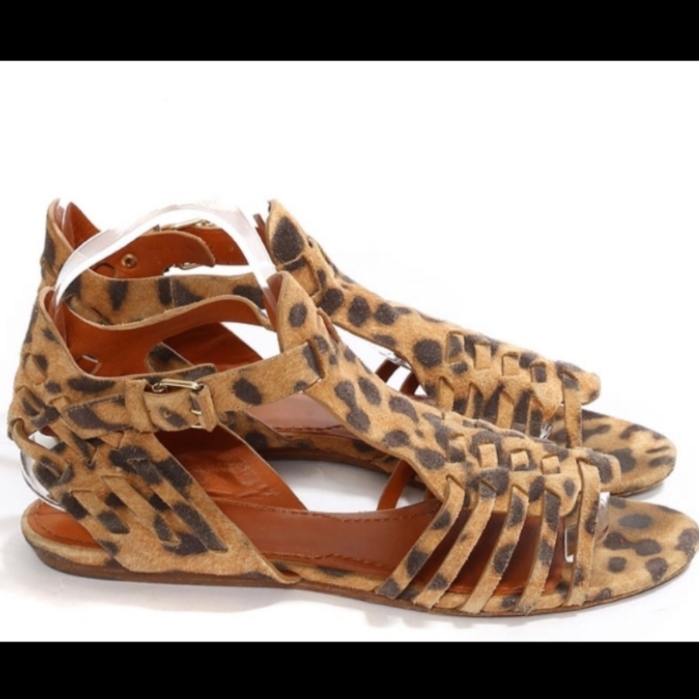 GIVENCHY Crosta Leopard Print Gladiator Suede Sandals